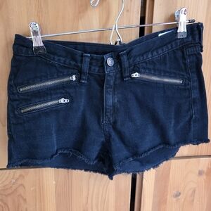 Rag & Bone Womens's Black Denim Zip-Pocket Women’s Shorts Size 26